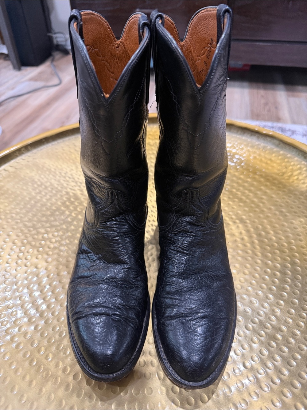 Lucchese Smooth Oscrich Roper Made in USA Boots
